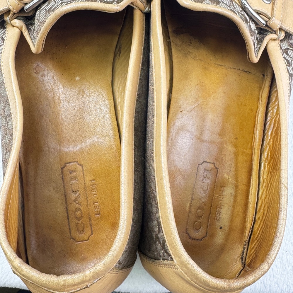Coach Tan Signature Canvas & Yellow Leather Loafers - Picture 11 of 11